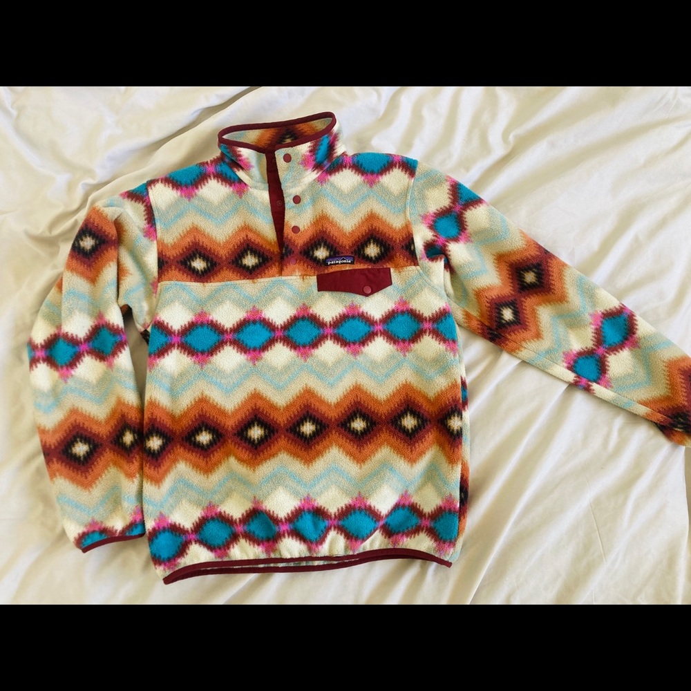 Patagonia Synchilla Southwestern Print Snap Pullover Fleece— Medium